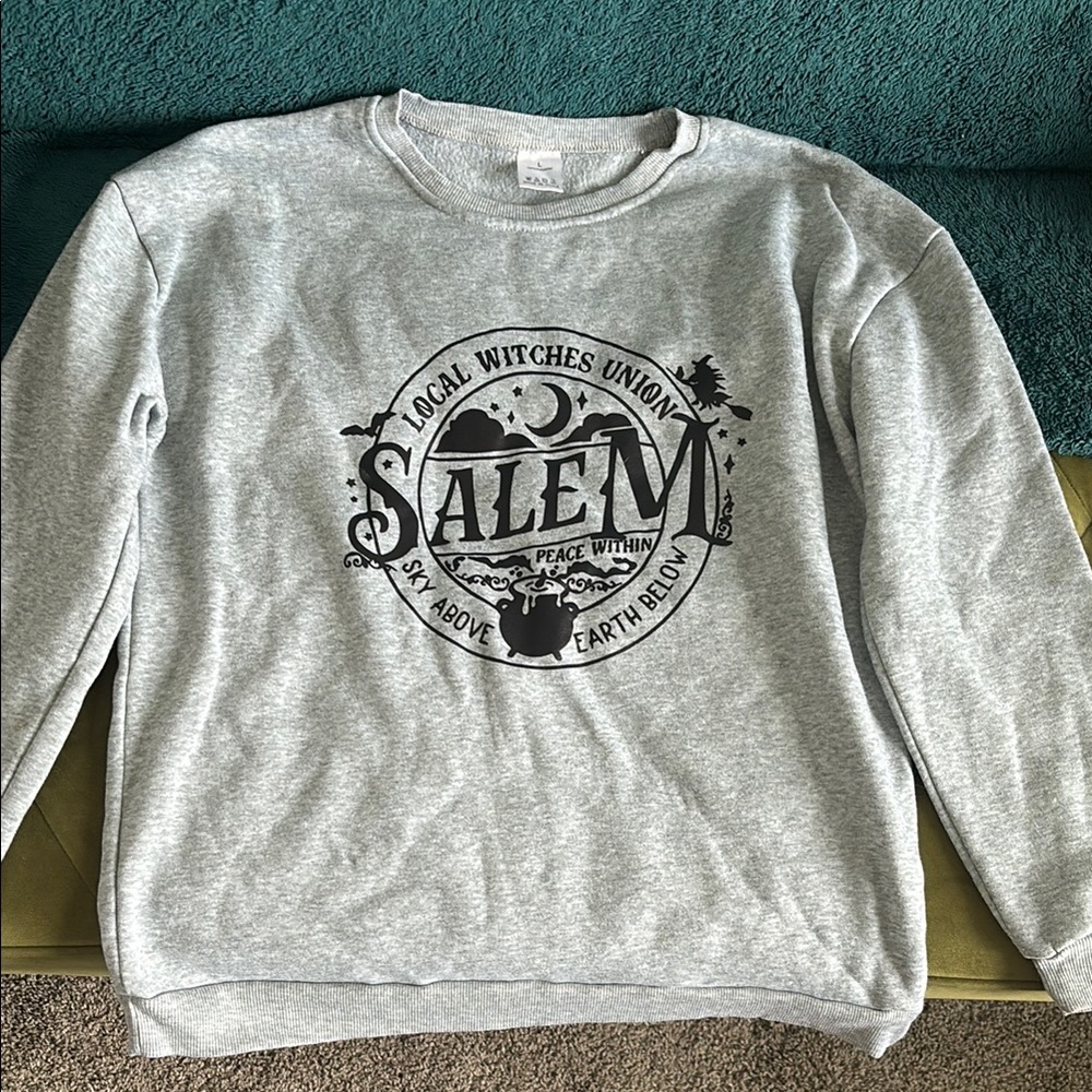 Gray Sweater - Salem Local Witches Union Design L